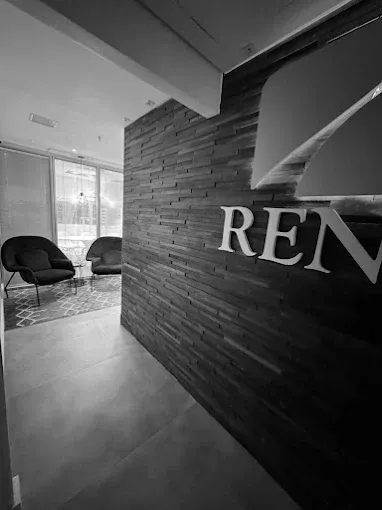 Recepção do escritório Reno: presença física e solidez institucional.
